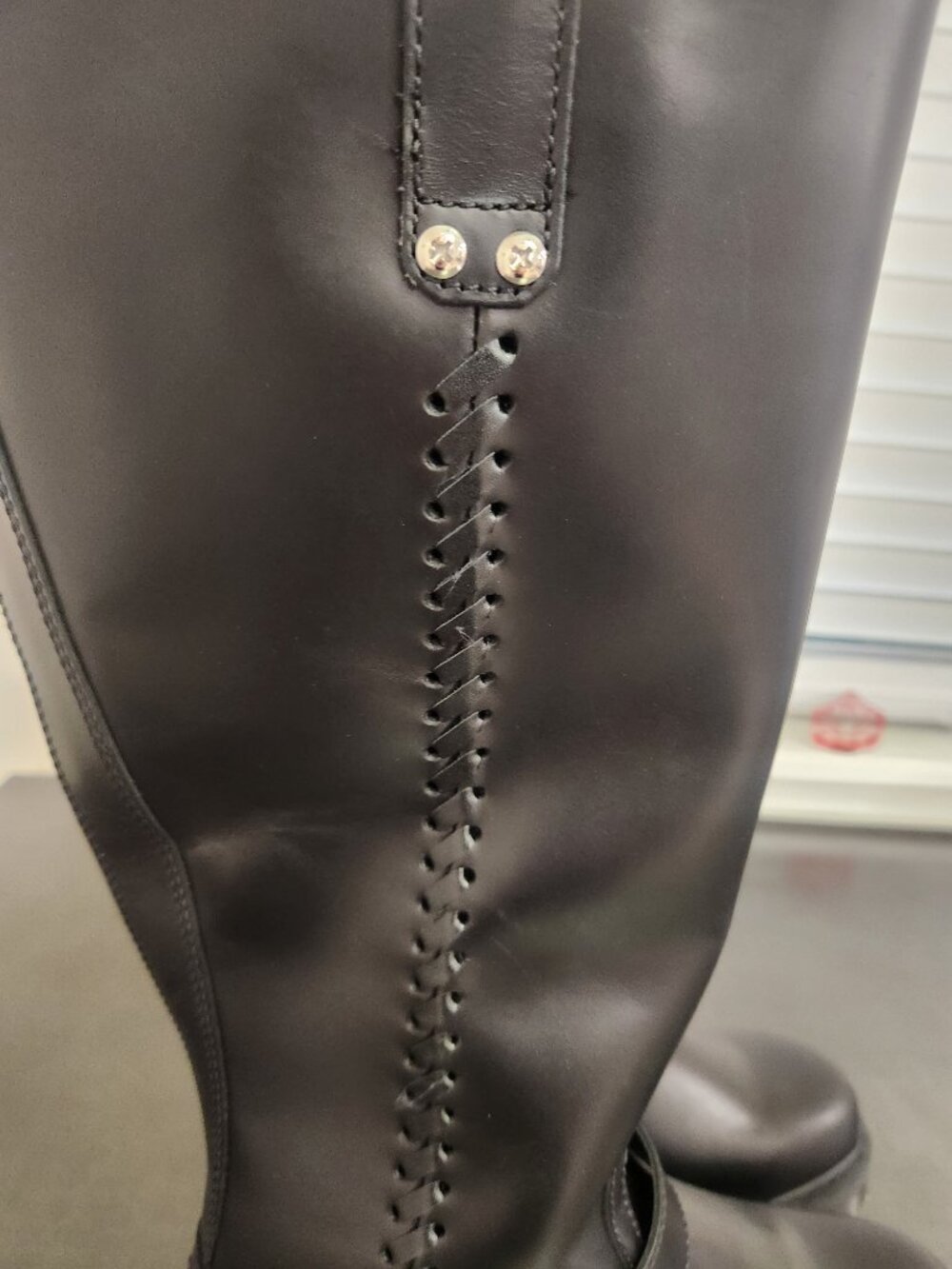 Dr. Martens Anistone Knee High Orleans Leather Biker Boots - Picture 8 of 12
